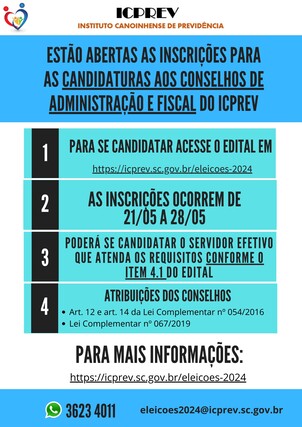 INSCRIÇÕES PARA AS CANDIDATURAS DOS CONSELHOS DO ICPREV 