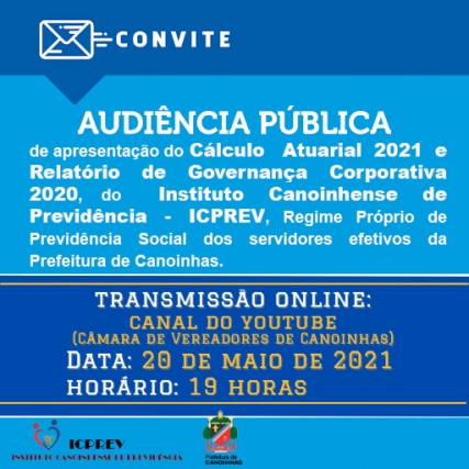 ICPREV realizará Audiência Pública de apresentação do Cálculo Atuarial 2021 e Relatório de Governança Corporativa 2020